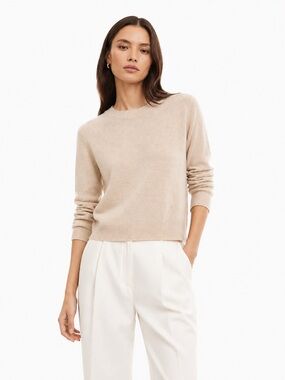 Reformation Dana Cashmere Crew Sweater Wheat XL NWT